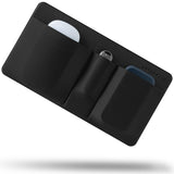 3-Pocket Storage Pouch, Adhesive Laptop Accessory Organizer, for Portable HDD, SSD, USB Drive, Mouse, Cables - Black