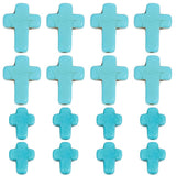 SUNNYCLUE 1 Box 100Pcs Cross Beads Bulk Blue Synthetic Turquoise Stone Cross Bead Charms Mini Small Pocket Crosses Tiny Easter H
