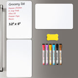 3 Pack Magnetic Dry Erase Board Sheet for Fridge, 12x8 Erasable Refrigerator WhiteBoard w/ 6 Markers & 1 Eraser- Smooth and Flex
