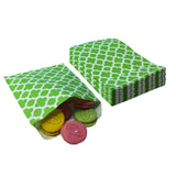 Amsthow Flat Paper Treat Bag 5.12 x 6.3-inch Green Leaf Cookie Paper Greaseproof Bakery Glassine Bags for Cookies Pastries Candi