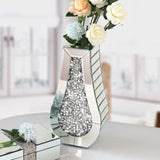 ALLARTONLY Crushed Diamond Mirror Vase Crystal Silver Glass Stunning Decorative Vase Flower Luxury for Home D cor. Cant Hold Wa