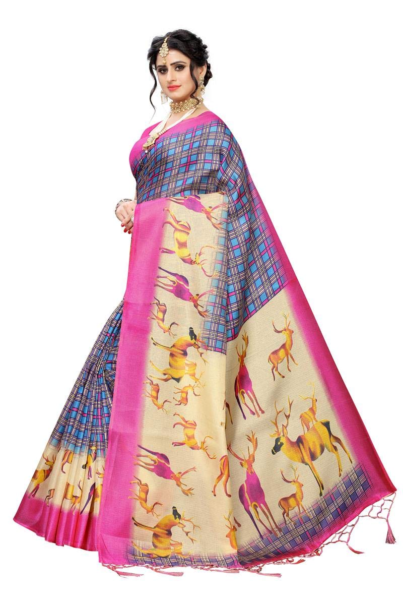 Anni Designer Women'S Pink Color Art Silk Saree (Jungle Pink_Free Size),Pink,Free,Art Silk,with blouse piece,Saree