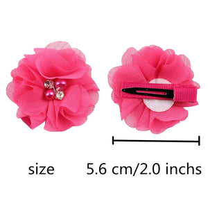 24 Pcs Hair Clips 2 Inches Chiffon Flower Alligator Hair Clips Rhinestone Pearl Hair Barrettes Hairpins Hair Accessories for Wom