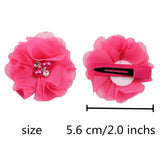 24 Pcs Hair Clips 2 Inches Chiffon Flower Alligator Hair Clips Rhinestone Pearl Hair Barrettes Hairpins Hair Accessories for Wom
