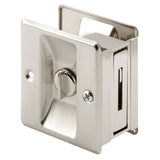PrimeLine N 7239 Pocket Door Privacy Lock with Pull Replace Old or Damaged Pocket Door Locks Quickly and Easily Satin Nicke