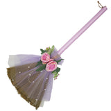 Wedding Broom Jumping Broom for Wedding Ceremony 28 inch Whisk Purple Gauze/Artificial Roses (Finished Product)