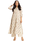 Gosriki Women'S Rayon Viscose Straight Printed Kurta With Palazzo (Tangro Cream-Gs_L_Cream_Large),Cream,,B0DT752DD3
