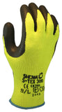 SHOWA STEX300 Natural Rubber Palm Coating Glove, Hagane Coil Hi Visibility Seamless Liner, Cut Resistant, Large (Pack of 12 Pai