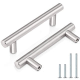 Probrico (25 Pack 3 Inch Hole Centers Euro T Bar Cabinet Pulls, Brushed Nickel Drawer Pulls, Stainless Steel Kitchen Cabinet Han