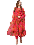 Gosriki Women'S Georgette Anarkali Printed Kurta With Pant & Dupatta (Butki Pink-Nw-Gs_S_Pink_Small),Pink,,B0CFFF338C