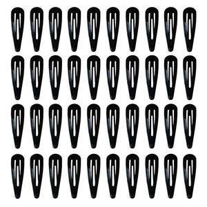 40 Pack Black 2 Inch Barrettes Women Metal Snap Hair Clips Accessories