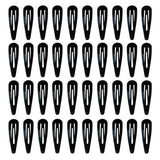 40 Pack Black 2 Inch Barrettes Women Metal Snap Hair Clips Accessories
