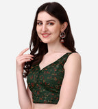 Pujia Mills Womens Sweetheart Neck Sleeveless Saree Blouse(Pihu) (Dark Green, 34)