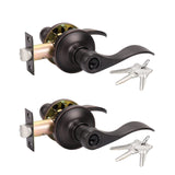 KNOBWELL 2 Pack Bronze Door Knobs, Exterior Door Handle Levers for Gate/Front Doors, Rubbed Brush Entry Door Handle with Lock an