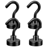 Neosmuk Black Magnetic Hooks,30lb Heavy Duty Earth Magnets with Hook for Refrigerator, Extra Strong Cruise Hook for Hanging, Mag