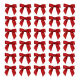 7Rainbows 50pcs Boutique 1.5 Red Satin Ribbon Mini Bows for Craft Sewing Scrapbooking Wedding and Gift Wrapping