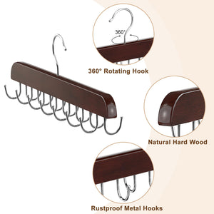 Resovo Belt Hanger for Closet Max 42 Belts, Belt Organizer Closet Accessories with 14 Hooks Belt Rack Sturdy Wood for Closet Org