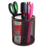Kebica Metal Mesh Pen Pencil Holder Desk Organizer Holder for Home Office (Round) (Brown)