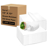 Karat [5,000 ct] 12x12 Deli Paper Sheets | White Grease-Resistant Wrapping Paper | Perfect for Sandwiches, Small Baskets, and Ca