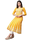 Anni Designer Women'S Georgette Chikankari Embroidered Anarkali Kurti (Naav Yellow-Nw2_S_Yellow_Small),Yellow,S