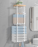 HapiRm Towel Racks for Bathroom Storage - Wall Mounted Towel Holder with Shelf, Rolled Towel Storage Bath Towel Organizer for Sm