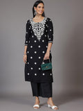 Libas Women'S Viscose Rayon Embroidered Straight Kurta (37140R_Black Black L