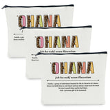NBIAN 3 PCS Ohana Noun Makeup Bag Family Gifts Hawaiian Gifts Family Gifts Ideas for Women Female Mom Grandma Sister Daughter Va