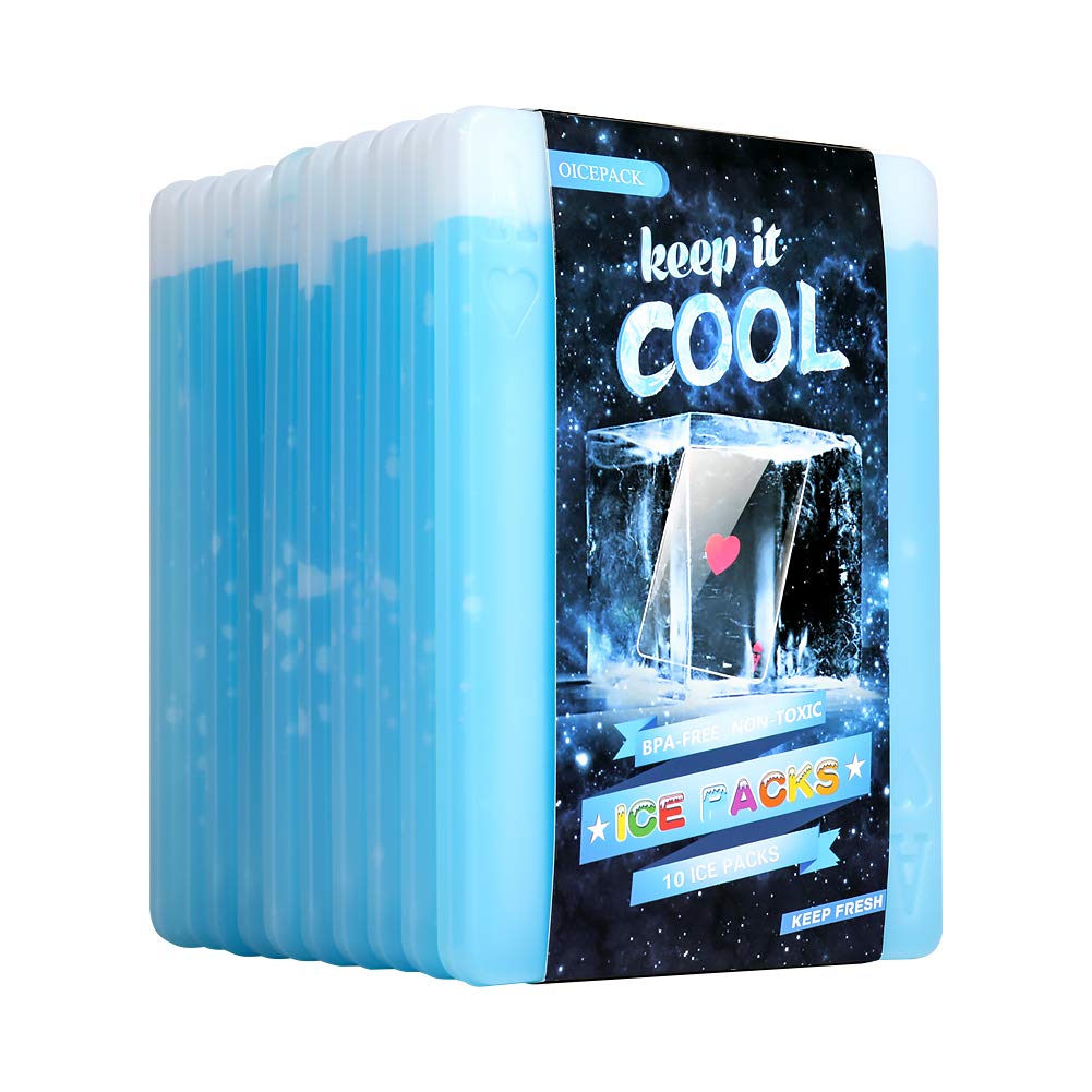 10 X Ice Packs For Lunch Box - Freezer Ice Packs - Slim Long Lasting Cool Packs For Lunch Bags And Cooler, Poker Design (Heart)