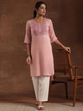 Libas Women'S Polyester Yoke Design Straight Kurta (29206 Peach Peach L