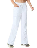 Women's Cargo Hiking Pants 30 Lightweight Casual Quick Dry Straight Leg Camping Travel Pant for Work Golf with Multi-Pocket(Whit