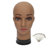 BHD BEAUTY Bald Mannequin Head Brown Female Professional Cosmetology for Wig Making, Display wigs, eyeglasses, hairs with T pins