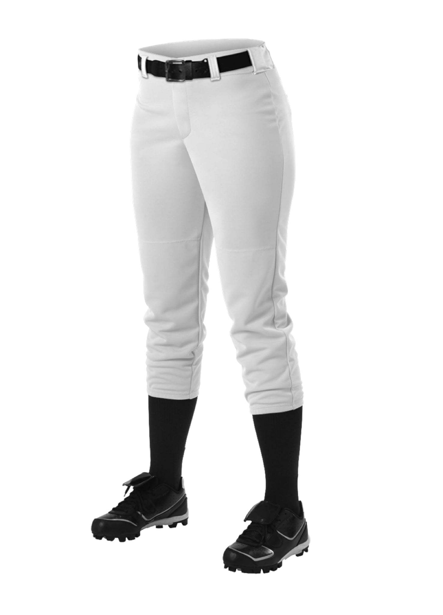 Alleson Athletic Girls Fast Pitch Softball Belt Loop Pants, White, Medium