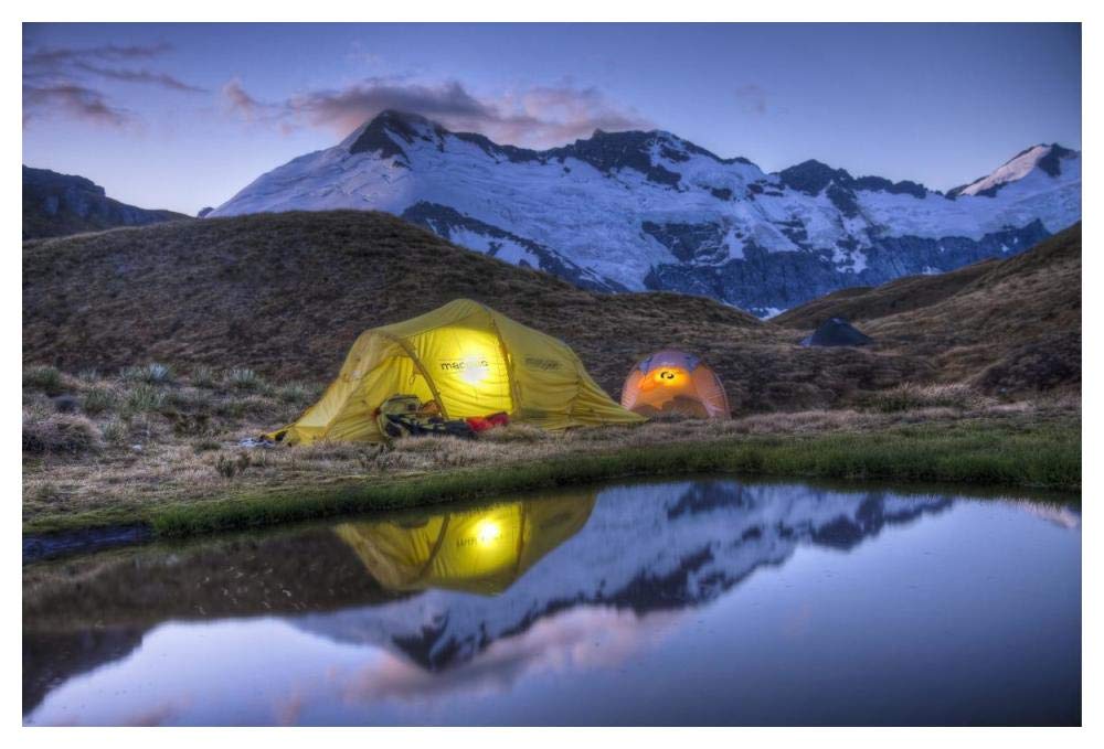 Campers Read In Tents Lit By Flashlight, Cascade Saddle, Mount Aspiring National Park, New Zealand-Paper Art-50X34