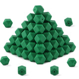 HHCFAST 96Pcs Hexagon Silicone Beads, 14mm Polygon Silicone Beads for Keychain Making, Pens and Bracelet Making(Christmas Green)