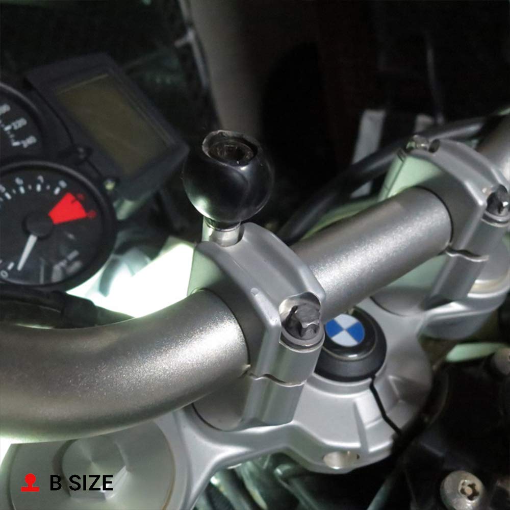 RAM Mounts RAM-B-367U Motorcycle Handlebar Clamp Base with M8 Bolts with B Size 1 Ball