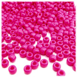 The Crafts Outlet 100pc Plastic Round Opaque Pony Beads 9x6mm Bright Hot Pink Neon