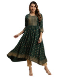 rangita Green Rayon Calf Length Printed Anarkali Kurti for Women | Kurta for Women_L