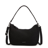 Vera Bradley Womens Microfiber Frannie Crescent Crossbody Purse, Classic Black, One Size