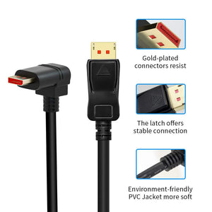 ALYYDBG 8K@60Hz 90 Degree Right Angle DP 1.4 Cable, Male to Male Right Angled Displayport 1.4 Cable Cord 8K@60Hz, 4K@144Hz, 2K@1