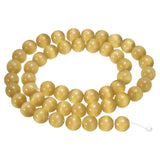 HARFINGTON 48pcs Light Yellow Cat's Eye Stone Beads 8mm Round Smooth Gemstone Crystal Loose Bead for Jewelry Making Bracelets Ne