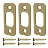 Siwil Deadbolt Strike Plate, Antique Brass Door Backplate 1 X 2 1/4, Round Corner Heavy Duty - 3 Pack
