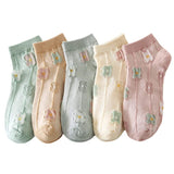 Nyamah Sales WomenS Cotton Socks Ankle Length Breathable No Show Athletic Casual Multi Pattern Multicolor Set Of 5 Pair Free Siz