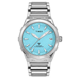 Timex Vector Analog Watch For Man With Blue Round Dial & Silver Stainless Steel Bracelet Band Water Resistant Men'S Wrist Watche