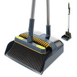 54inch Lightweight Broom and Dustpan Set with 180 Rotating Upright Stand, Comb Teeth & Long Handle Indoor Home Storage Solution f