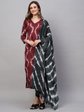 Gosriki Women'S Cotton Blend Straight Printed Kurta With Pant & Dupatta (Mithila Maroon-Gs_Xl_Maroon_X-Large),Maroon,,B0C7W5DL68