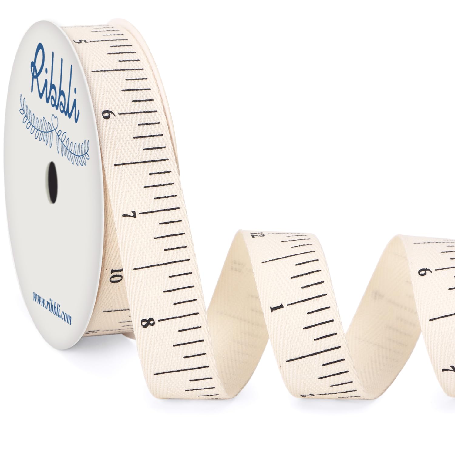 Ribbli Ruler Ribbon Natural Twill Tape Cotton Ribbon Use for Gift Wrapping Back to School Day Teachers Day Baking Crafts -5/8 I