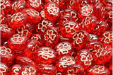 Outlet 10 Grams Shamrock Oval Beads, 10 x 8 mm, Light Siam Copper Lined (90070-54318), Glass, Czech Republic