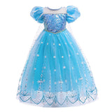 REXREII Girls Frozen Elsa Princess Fancy Dress Halloween Costume Christmas Birthday Pageant Party Evening Ball Gown Blue 3-4T