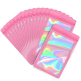 EONJOE 100-pack 3 4 inch mylar bags with clear window holographic resealable sealable packaging zip bag for small bussiness jew