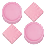 Solid Lovely Pink Paper Dinner Plates and Luncheon Napkins - Pretty Light Pink Party Supplies For Birthdays, Showers, Spring Par